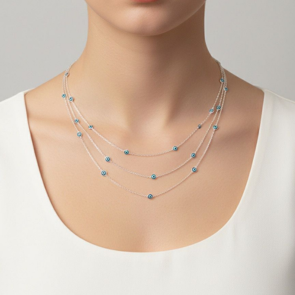 Boncuklu Nazar Boncuğu 925 Gümüş Kolye